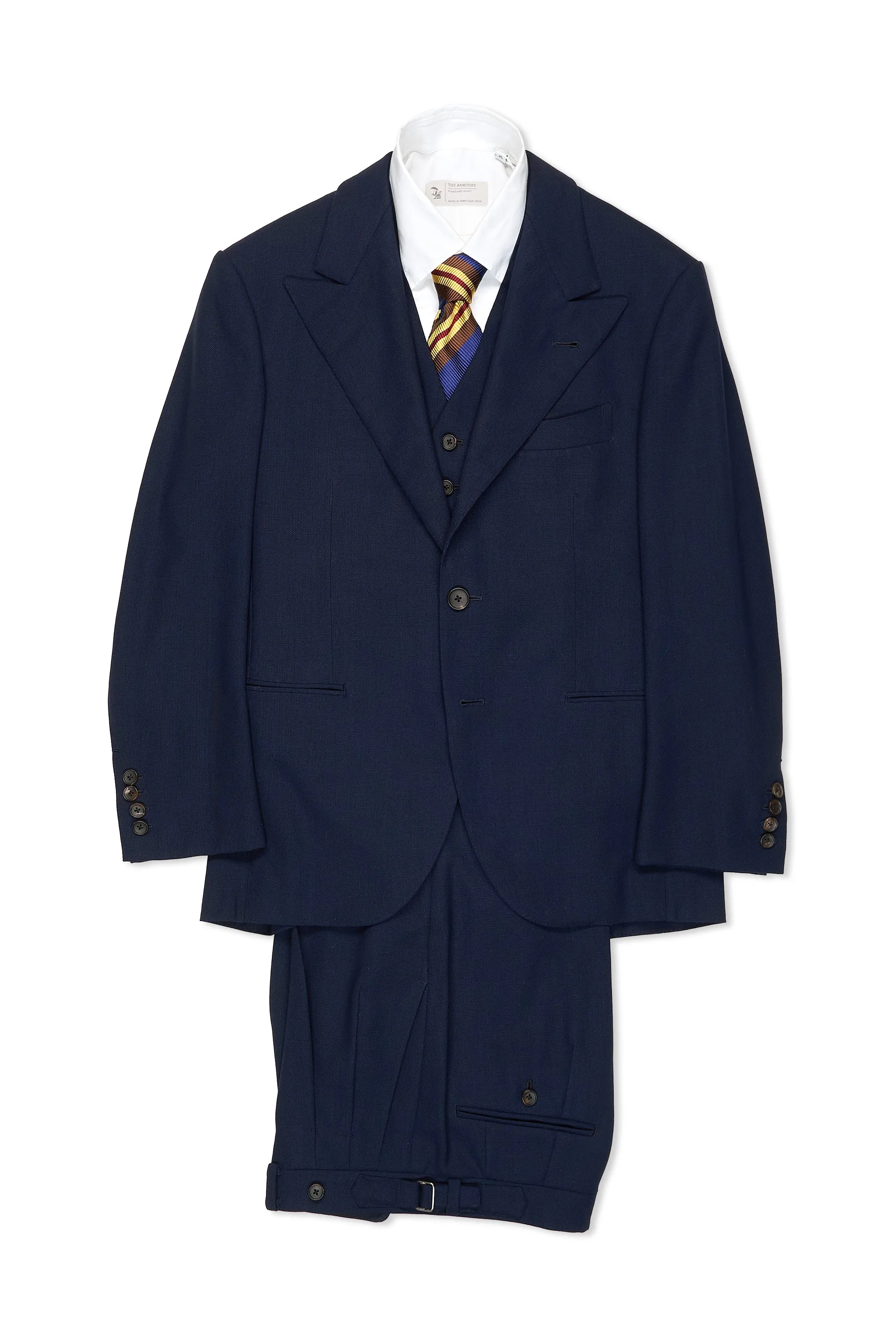 B&Tailor Navy 6ply Wool Three Piece Suit Bespoke