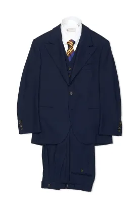 B&Tailor Navy 6ply Wool Three Piece Suit Bespoke