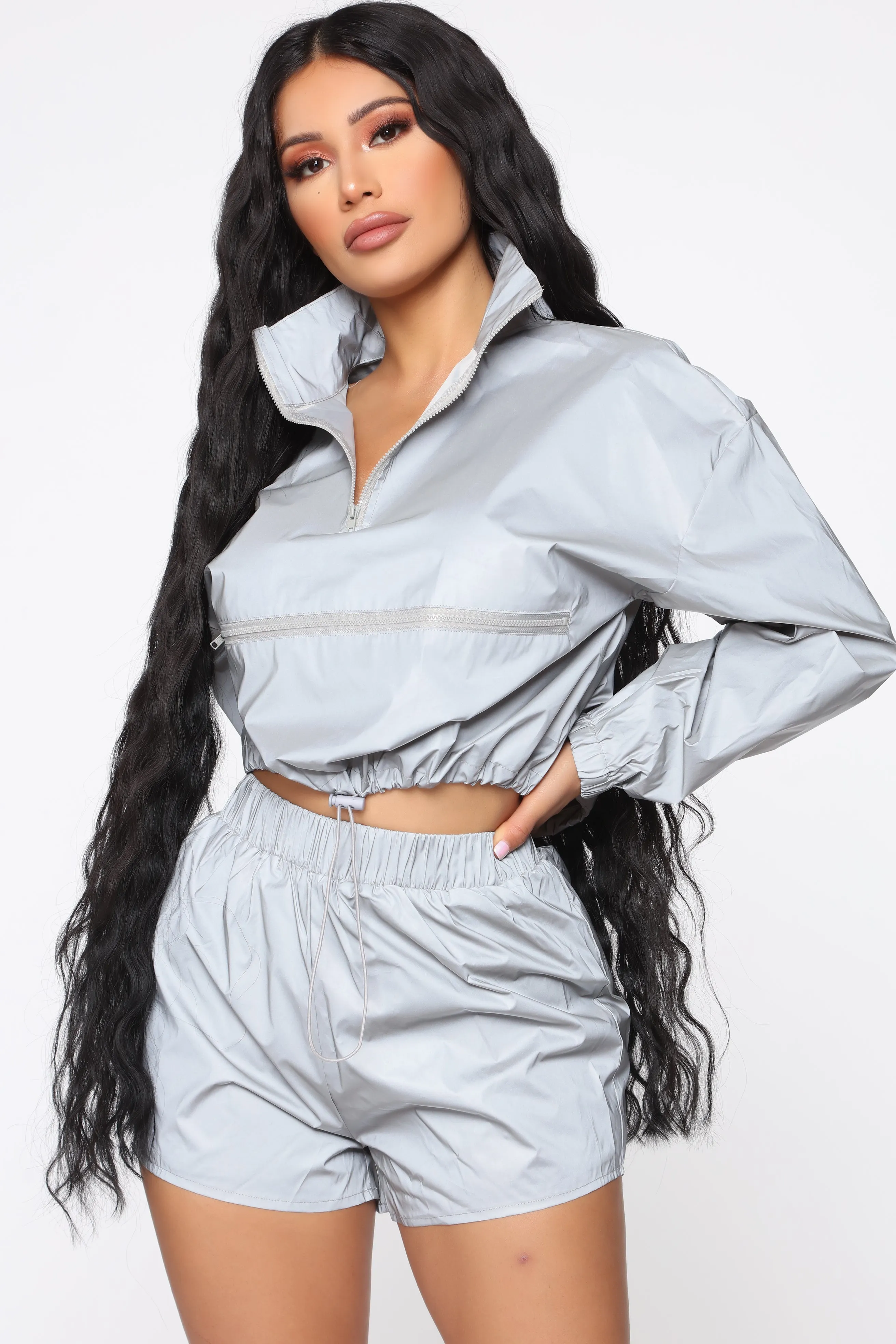 Bet You Want It Reflective Short Set - Silver