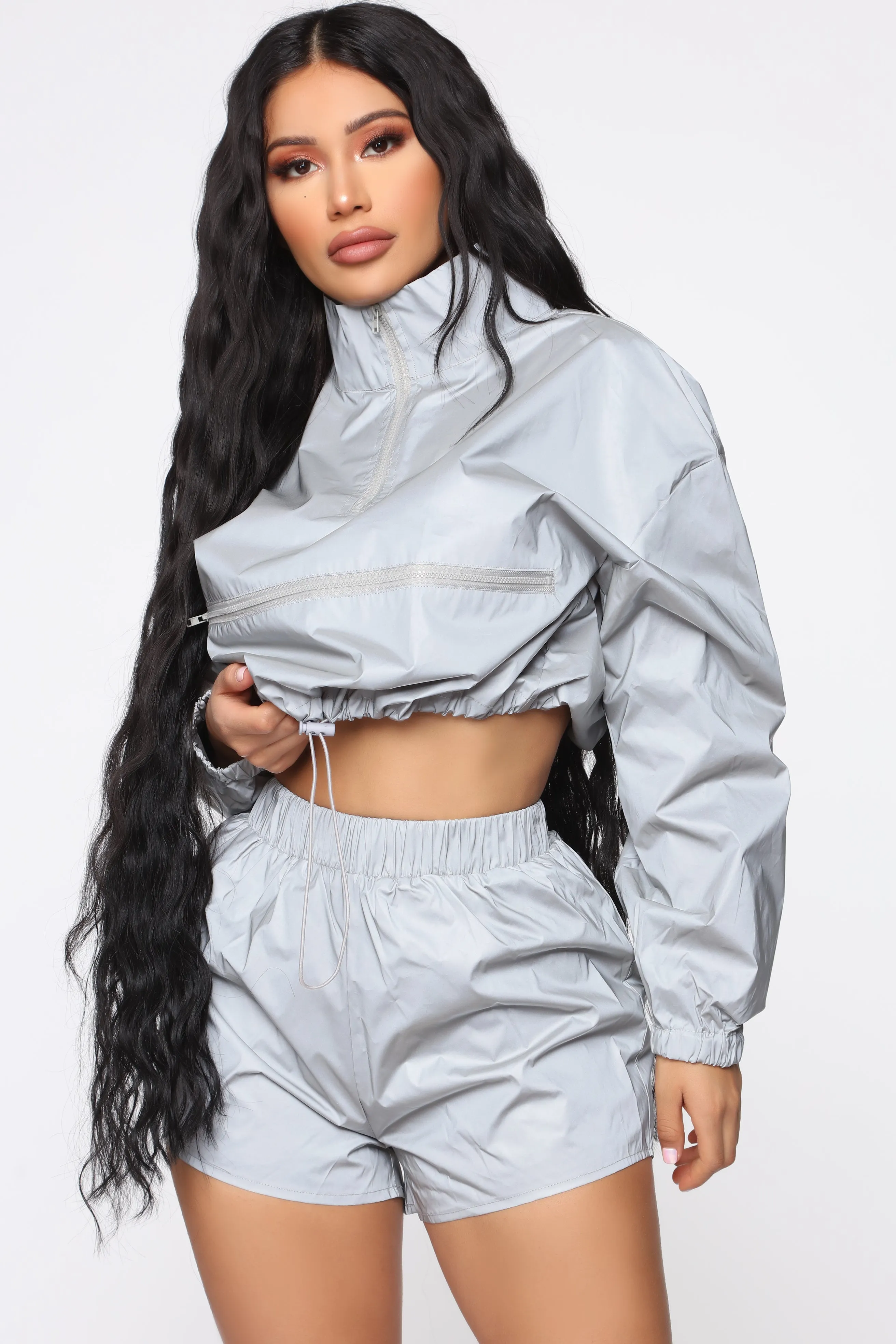 Bet You Want It Reflective Short Set - Silver