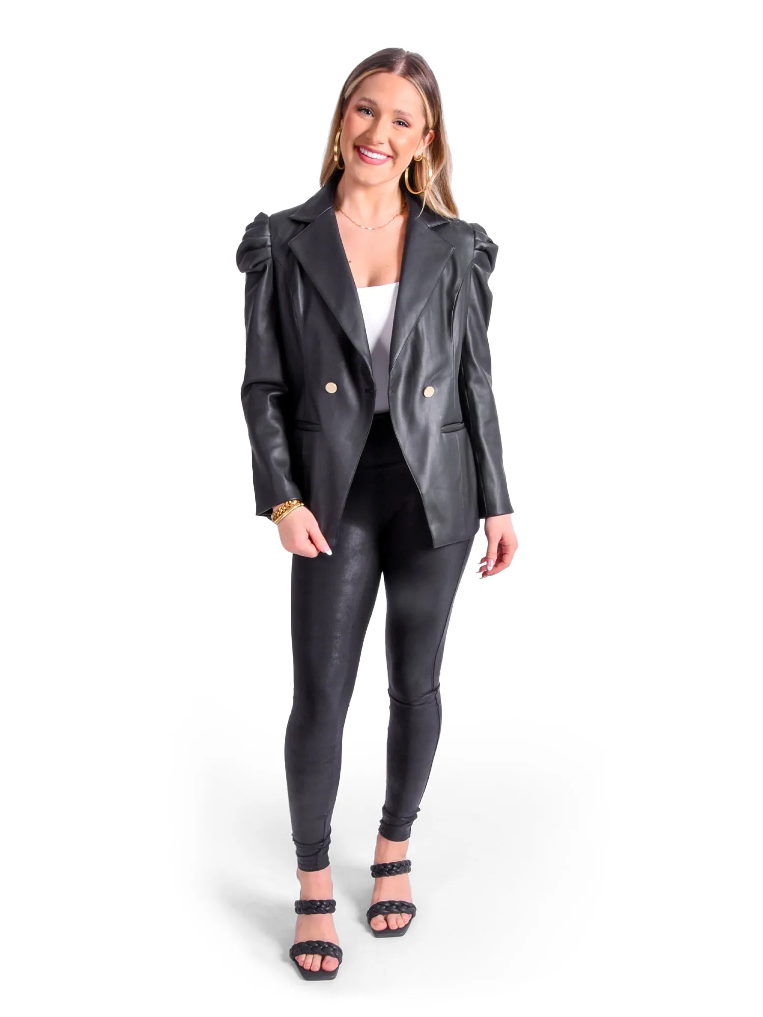 Bradshaw Blazer - Black Vegan Leather