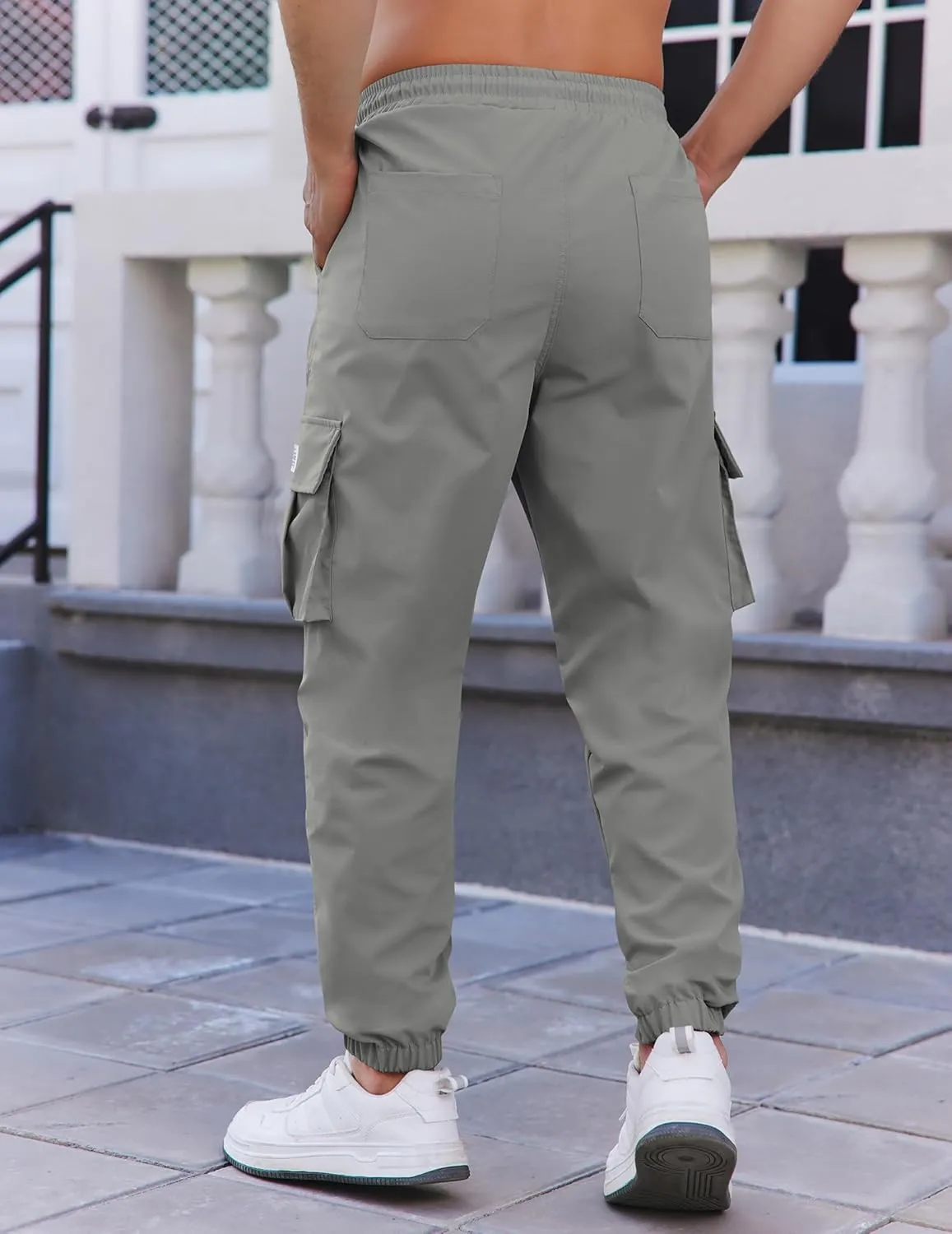 COOFANDY Mens Casual Joggers Pants Stretch Waist Drawstring Cargo Pants Tapered Sweatpants with Pockets