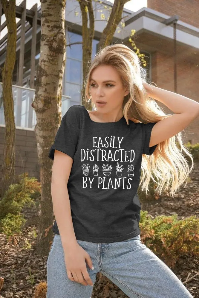 Garden Plant Shirt for Women Easily Distracted by Plants Graphic Tees Gardening Plant Lover Gifts Blouse Tops
