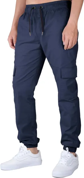 ITALYMORN Khaki Cargo Joggers for Men Elastic Ankle and Waist Casual Chino Hiking Pants Summer
