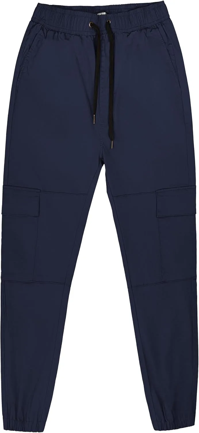 ITALYMORN Khaki Cargo Joggers for Men Elastic Ankle and Waist Casual Chino Hiking Pants Summer
