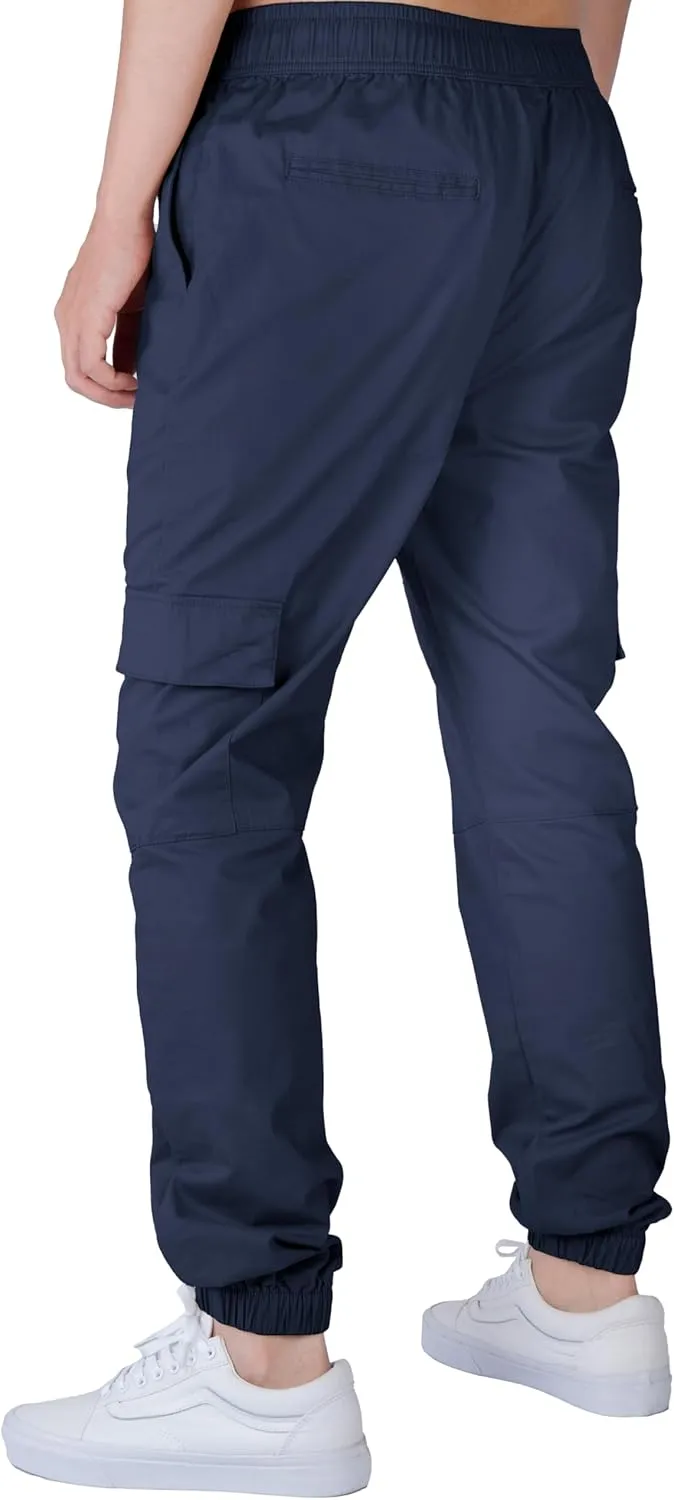 ITALYMORN Khaki Cargo Joggers for Men Elastic Ankle and Waist Casual Chino Hiking Pants Summer
