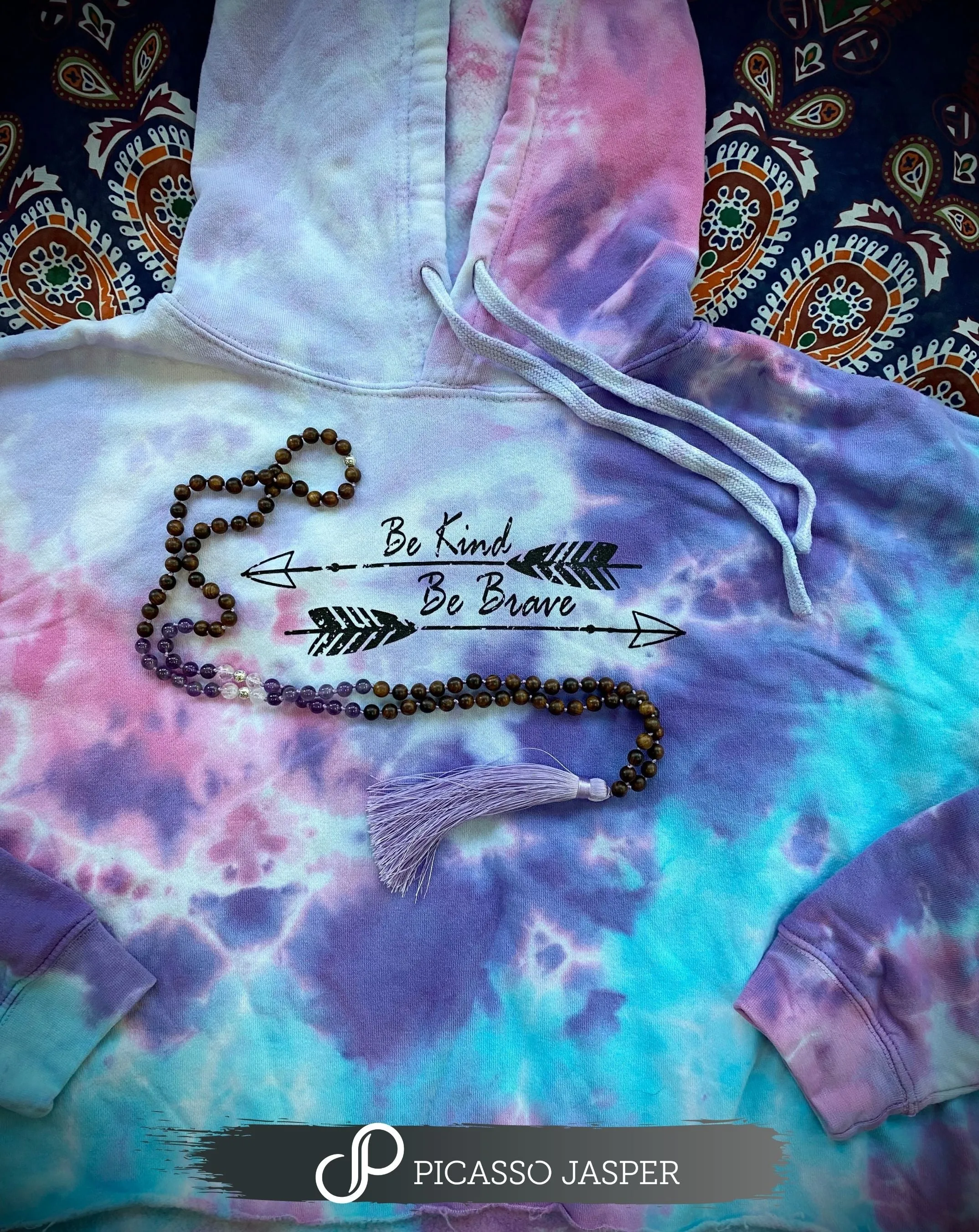 Last Few! Be Kind, Be Brave- Tie Dye Crop Hoodie