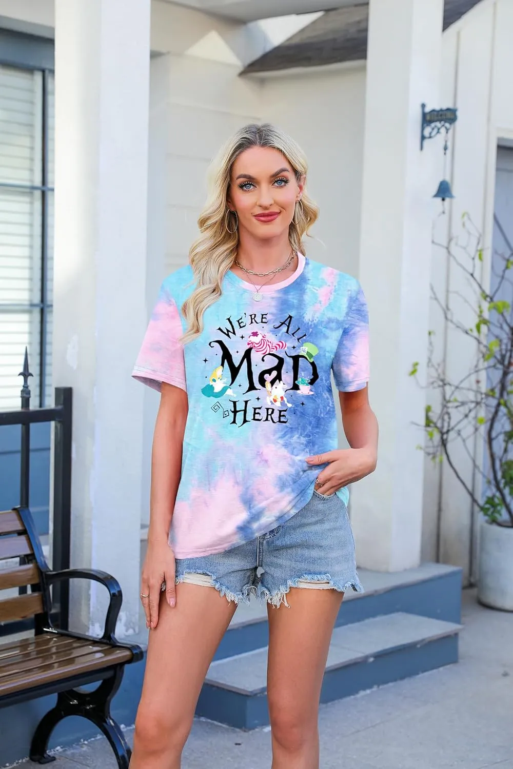 Magical Shirt Women Magic Princess T-Shirt We're All Mad Here Fairy Graphic Shirts Vacation Party Casual Short Sleeve Top