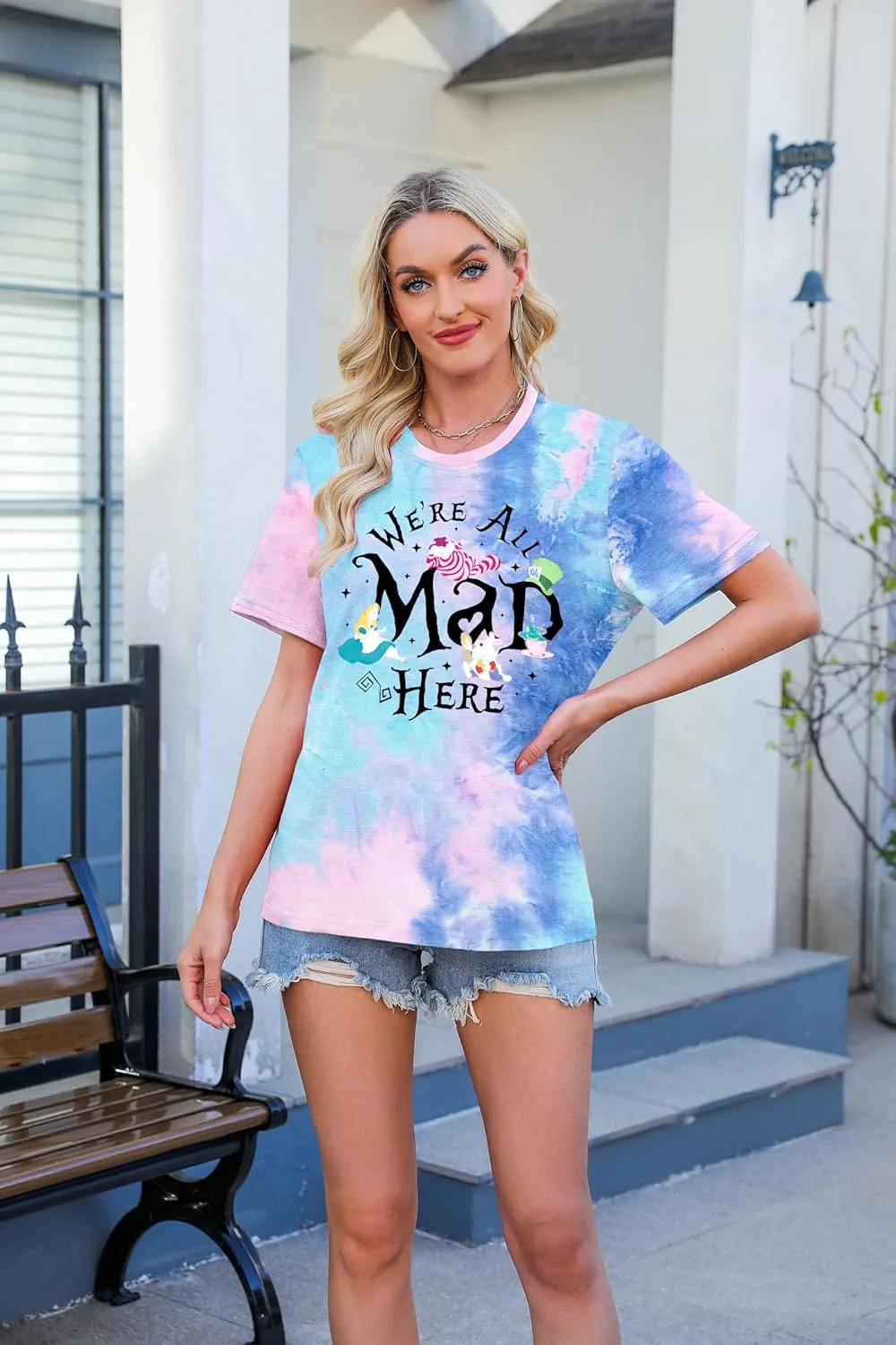 Magical Shirt Women Magic Princess T-Shirt We're All Mad Here Fairy Graphic Shirts Vacation Party Casual Short Sleeve Top