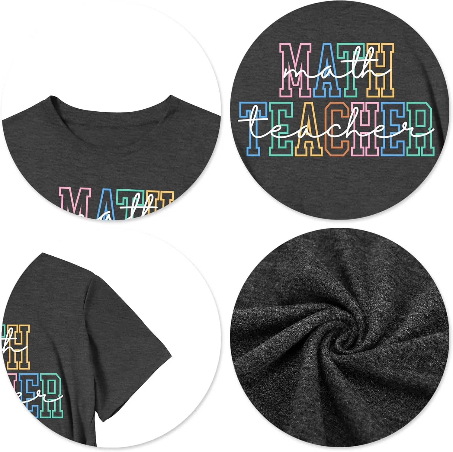 Math Teacher Shirt for Women: Funny Teacher Letter Print Tee Shirt Teacher Life Short Sleeve Tee Tops