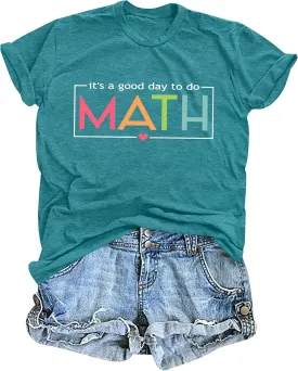Math Teacher Shirt for Women: Funny Teacher Letter Print Tee Shirt Teacher Life Short Sleeve Tee Tops
