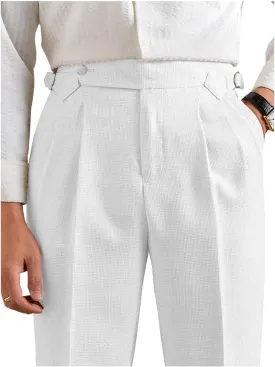 Men's Linen Pants Business Casual Pleated Dress Pants Beach Summer Lightweight Linen Trousers