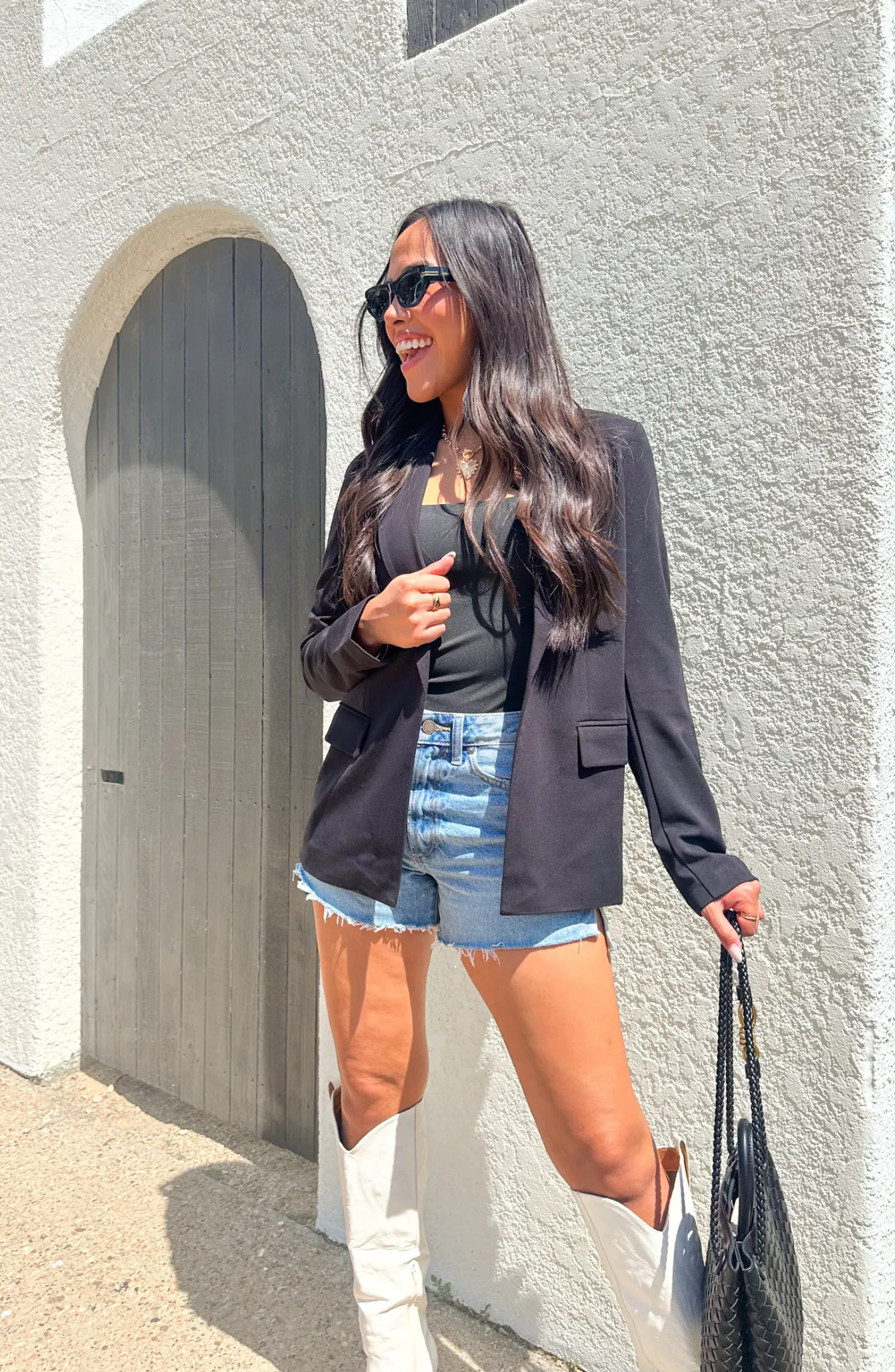 Say My Name Black Knit Sleeve Blazer