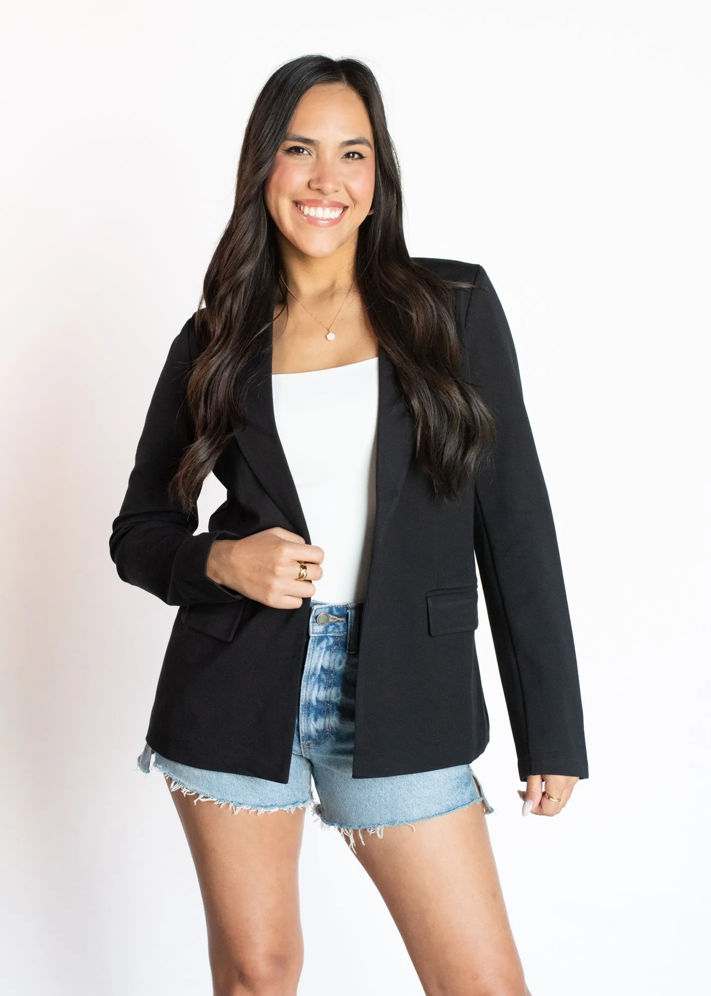 Say My Name Black Knit Sleeve Blazer