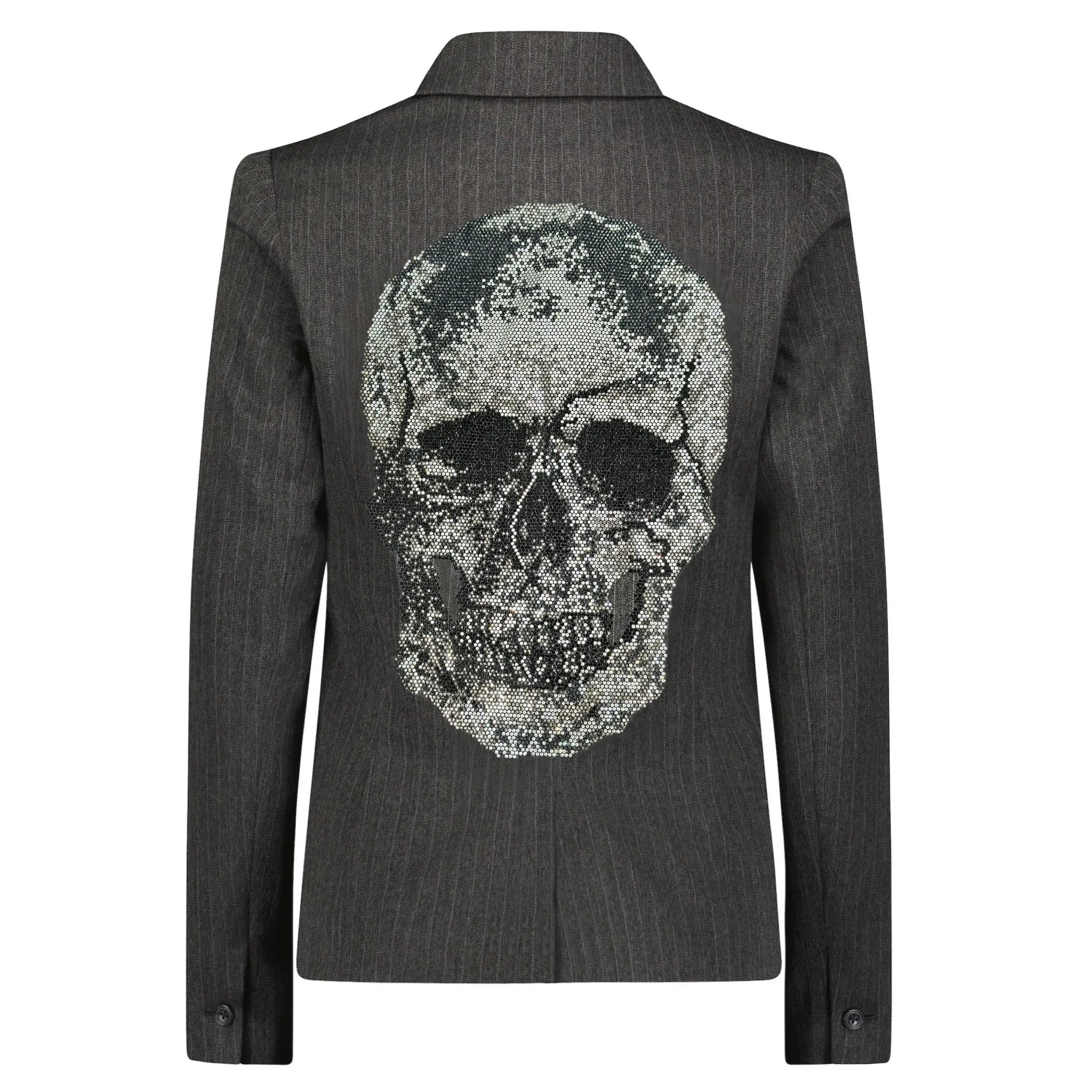 Skull Pinstripe Blazer  - Charcoal