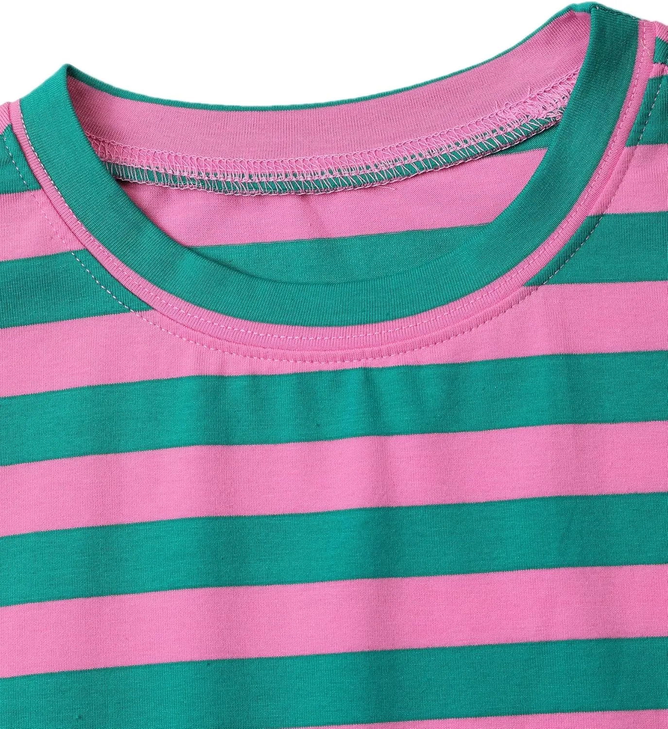 SOFIA'S CHOICE Women's Striped Crop Top Loose Fit Summer Casual Short Sleeve T Shirt