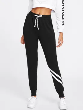 Stripe detail drawstring joggers pants