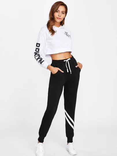 Stripe detail drawstring joggers pants