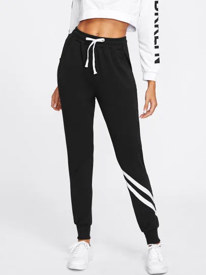 Stripe detail drawstring joggers pants