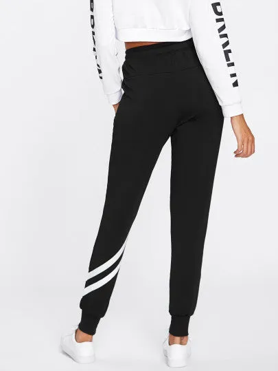 Stripe detail drawstring joggers pants