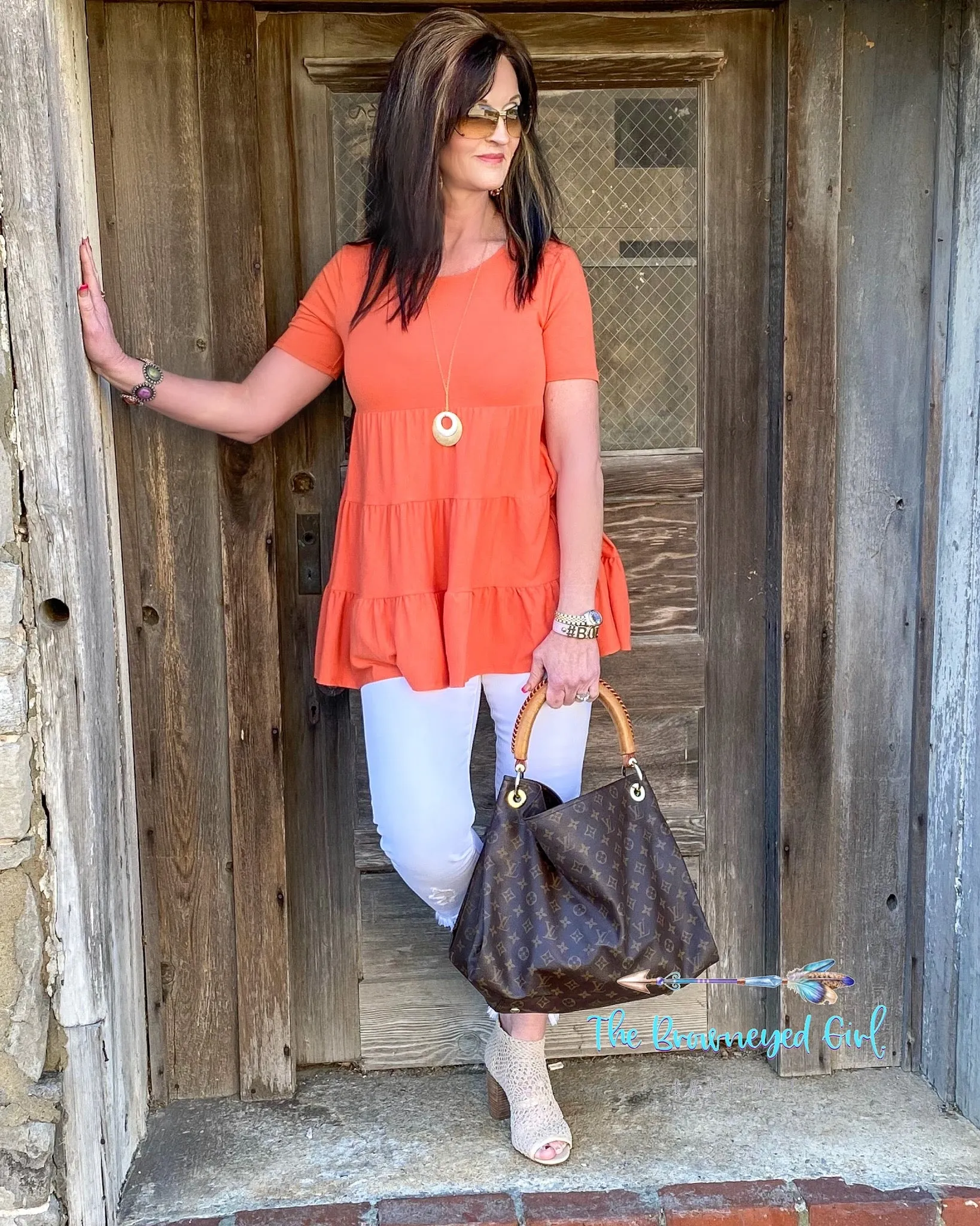 Sweet Spring  Deep Coral Baby Doll Top