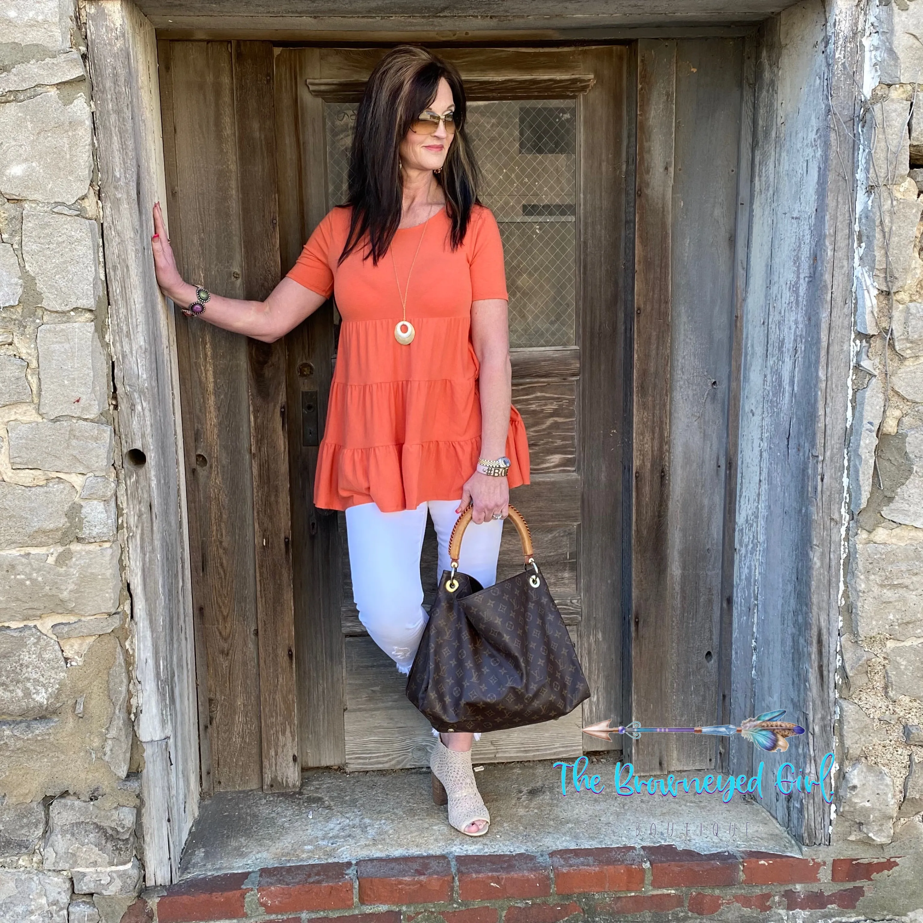 Sweet Spring  Deep Coral Baby Doll Top