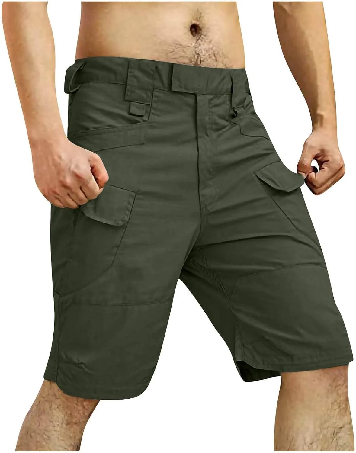 Tactical Shorts for Men Flex Waist Relaxed Fit Work Cargo Shorts Waterproof Hunting Fishing Shorts with Pockets