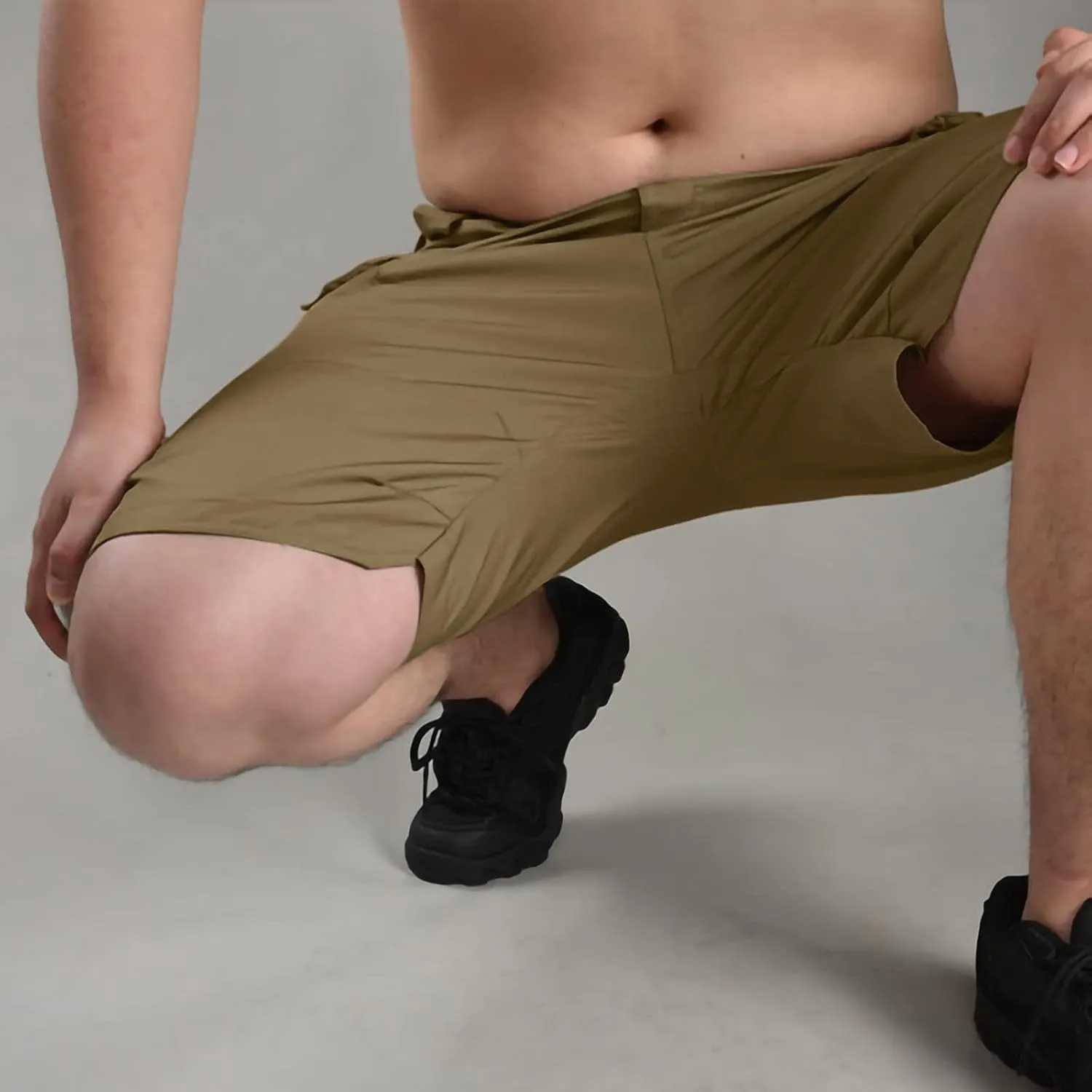 Tactical Shorts for Men Flex Waist Relaxed Fit Work Cargo Shorts Waterproof Hunting Fishing Shorts with Pockets