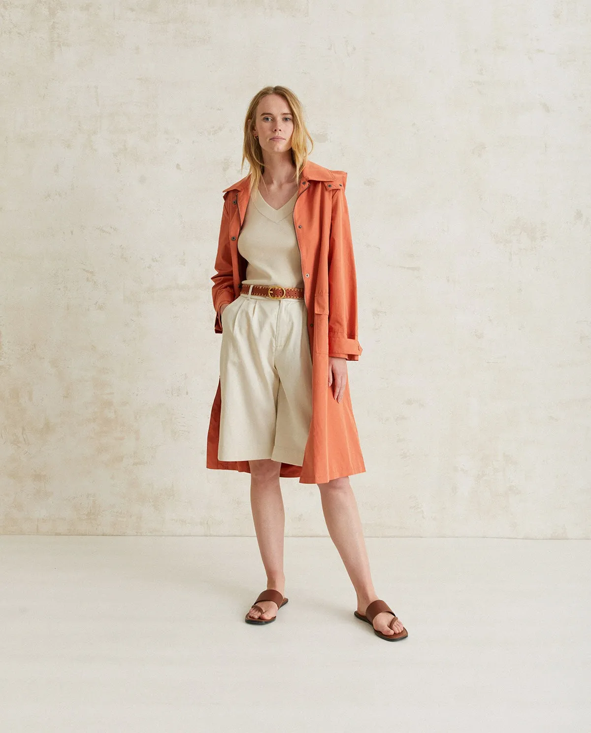TOP IN MAGLIA CON SCOLLO A V NATURALE