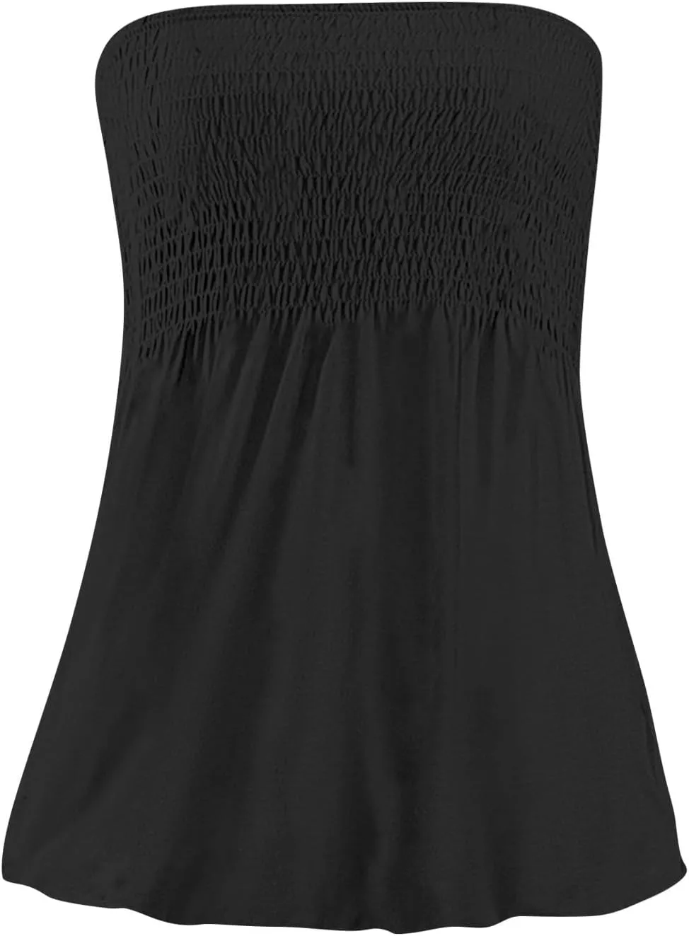 Tube Tops Women Elastic Trim Strapless Shirts Summer Casual Bandeau Tank Off The Shoulder Top Going Out Tunic