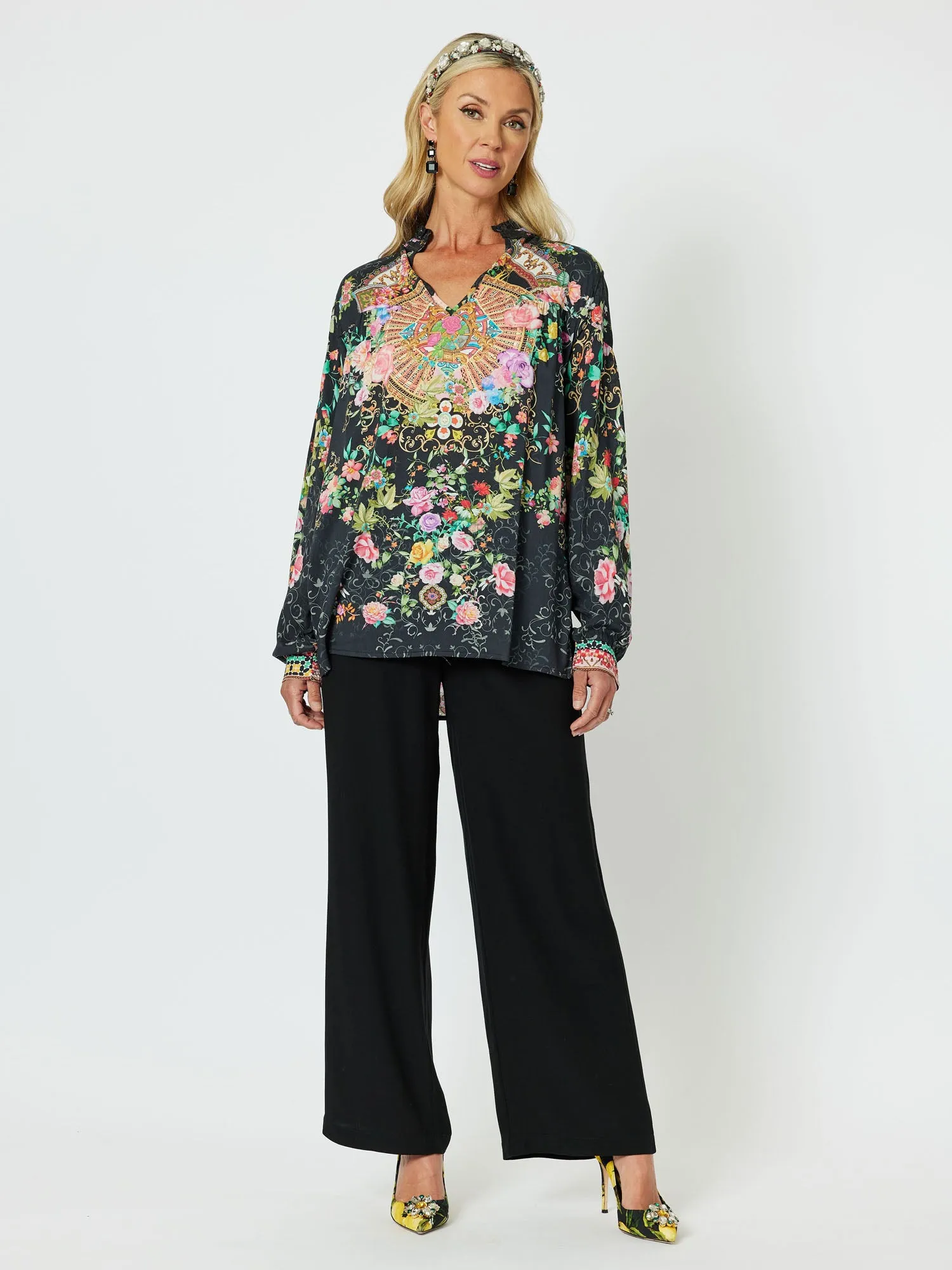 Tuxedo Wide Leg Pant - Black