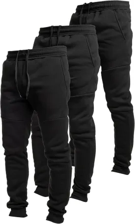 Ultra Performance 3 Pack Fleece Active Tech Joggers for Men, Mens Sweatpants with Zipper Pockets