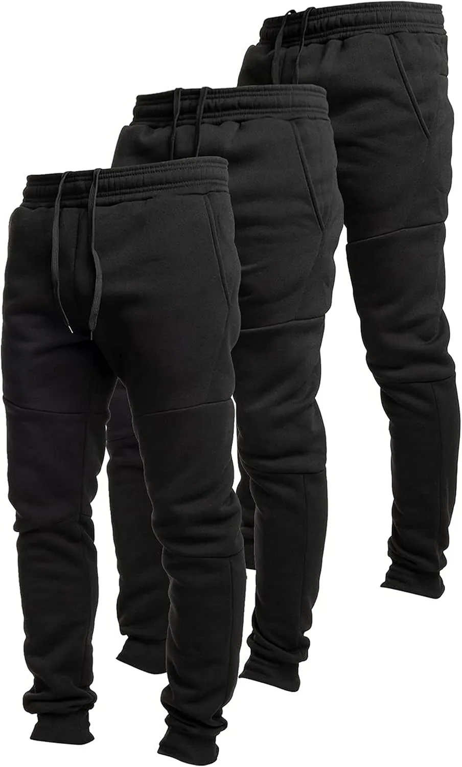 Ultra Performance 3 Pack Fleece Active Tech Joggers for Men, Mens Sweatpants with Zipper Pockets