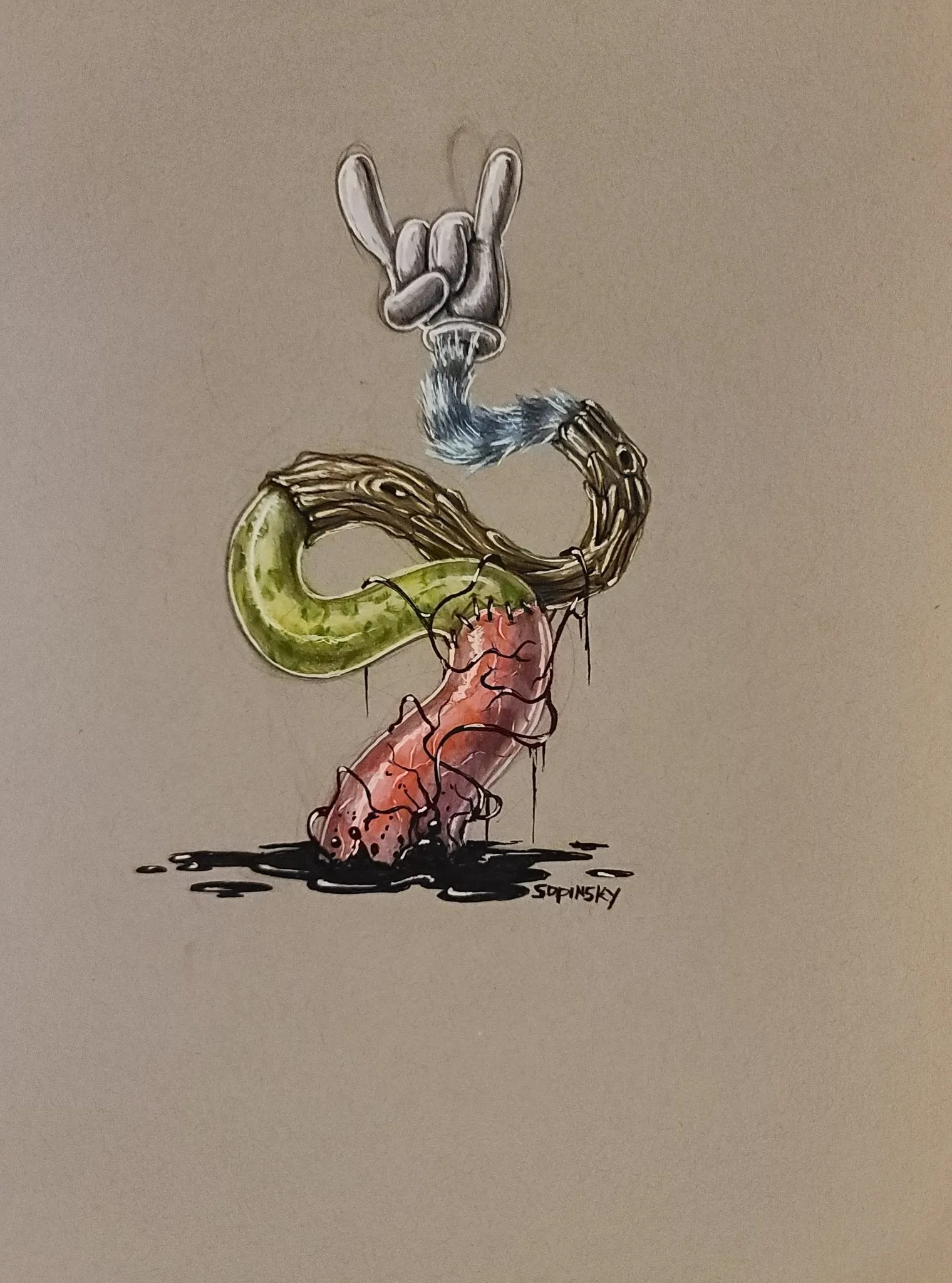 What Lies Beneath Original Colored Pencil Drawing by Brandon Sopinsky