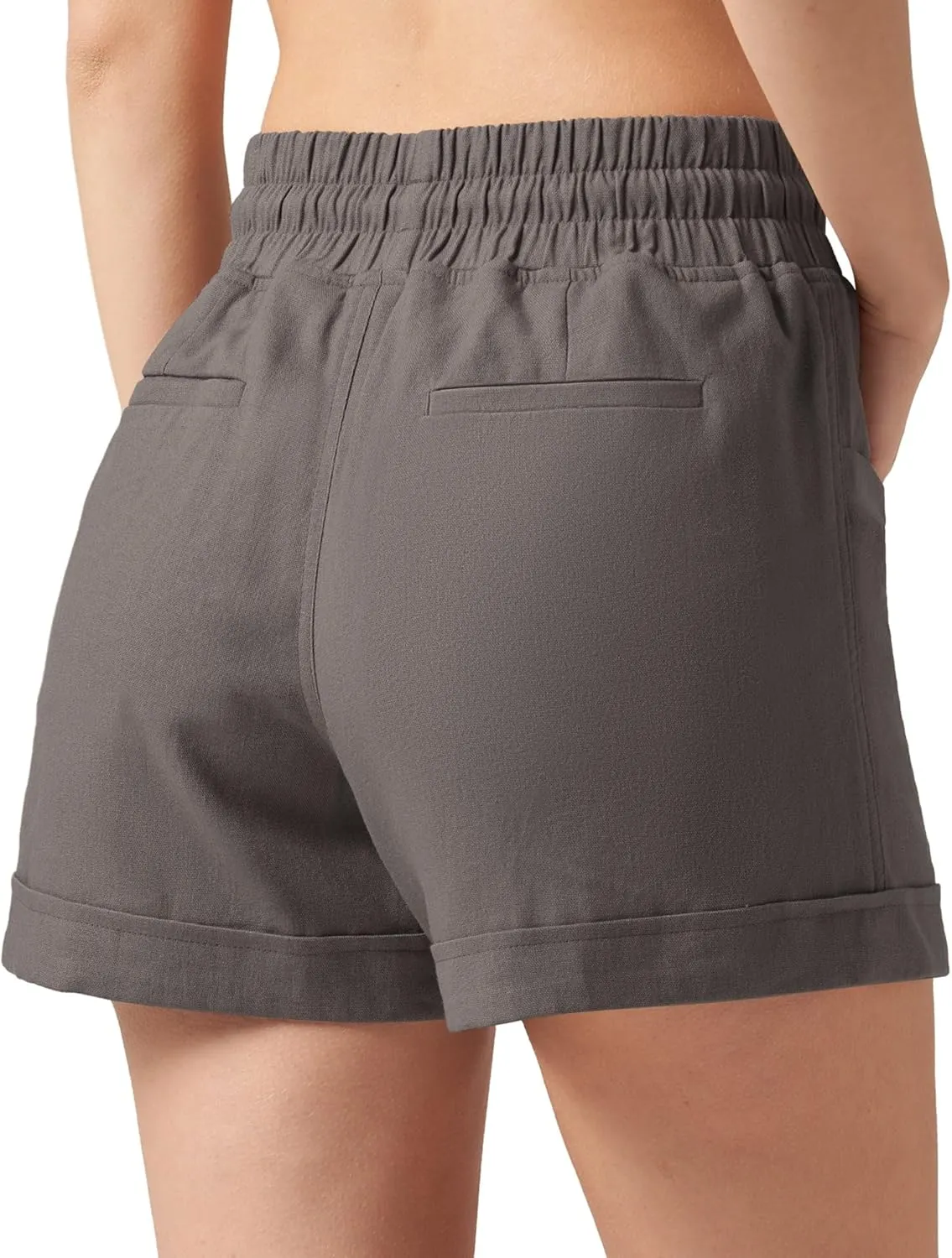 Willit Women's Linen Shorts Casual Summer Shorts High Waisted Comfy Pull On Shorts with Pockets 4"