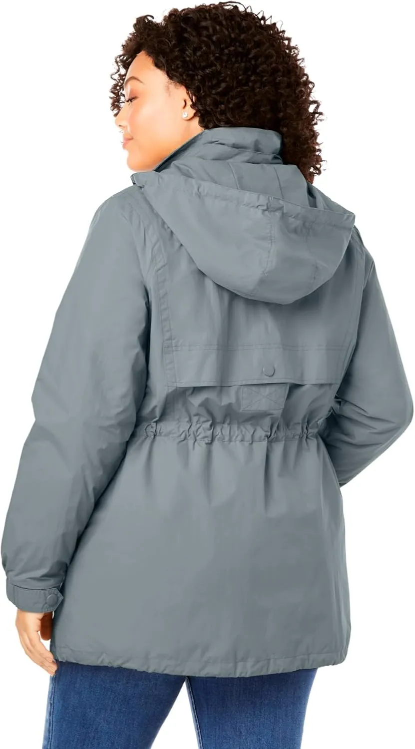 Woman Within Plus Size Fleece-Lined Taslon Anorak