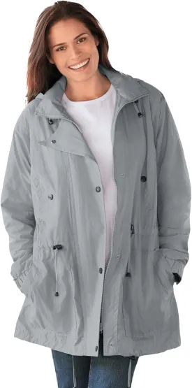 Woman Within Plus Size Fleece-Lined Taslon Anorak