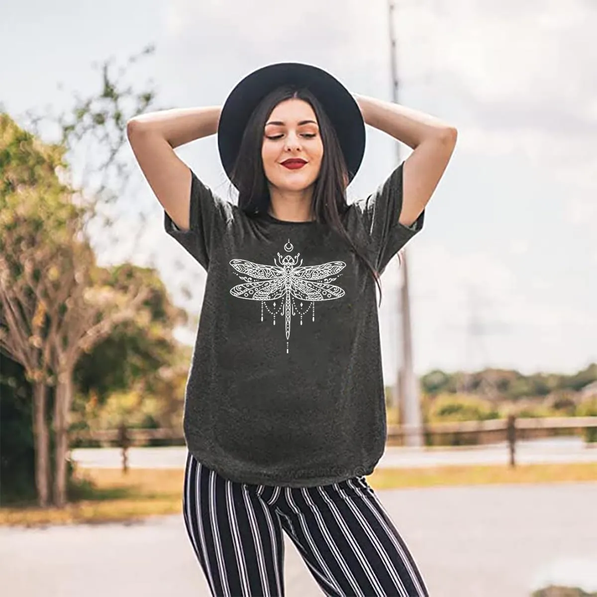 Women Dragonfly Shirt Dragonflies Tshirt Nature Lover Gift Tee Casual Summer Short Sleeve Tee Tops