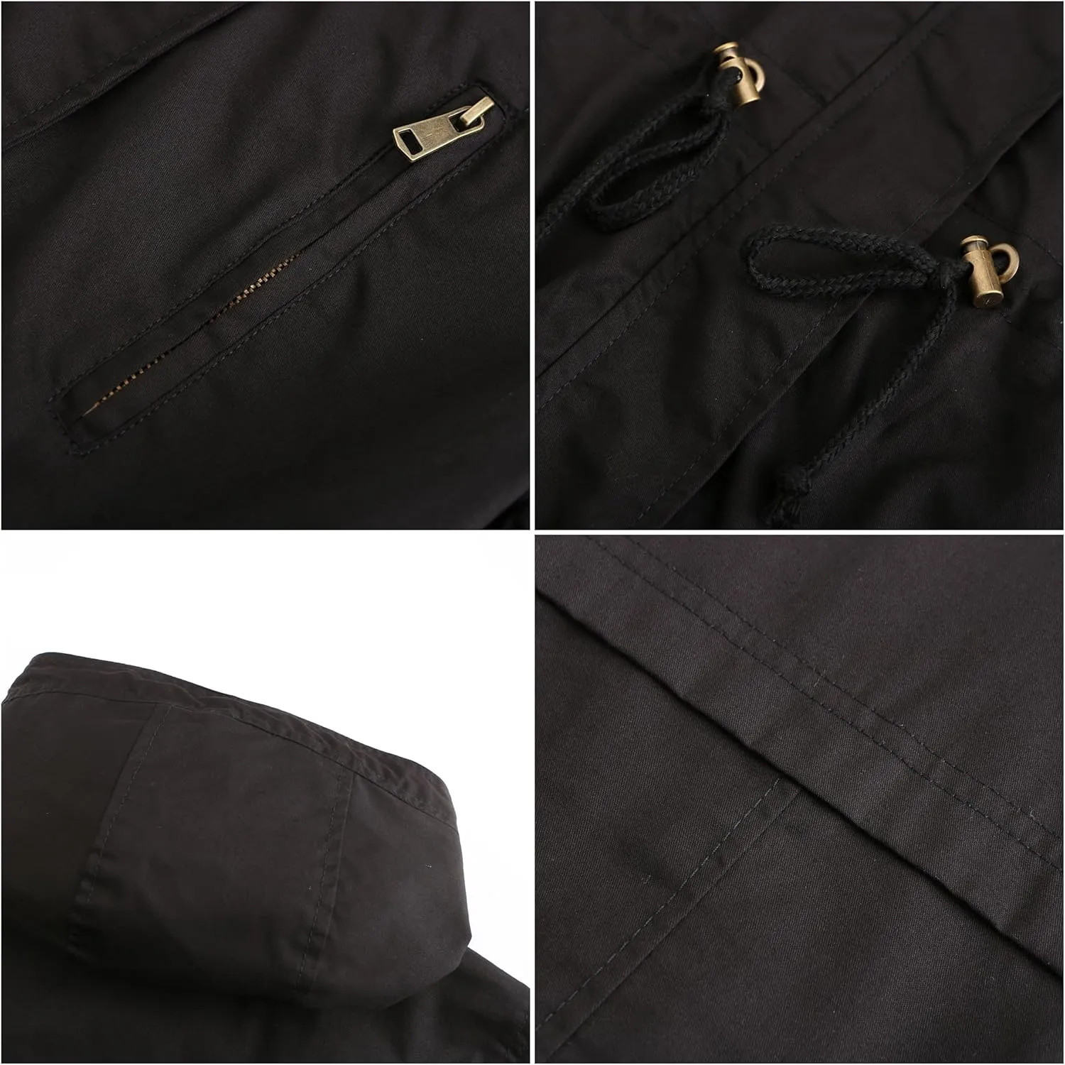 Women Trench Coat Windbreaker Zip Up Jacket With Pockets Casual Long Sleeve Outwear with Waist Drawstring
