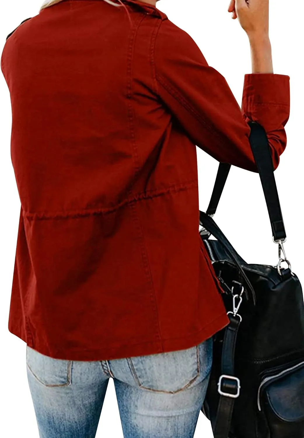 Ytfsrukp Womens Lightweight Cargo Jacket Military Utility Jacket Anorak Outwear Lightweight Utility Jackets with Pockets
