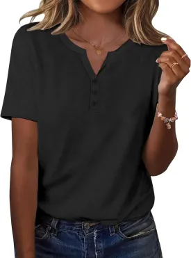 Zeagoo Womens Summer Tops Casual Short Sleeve V Neck Shirts Business Dressy Work Blouses