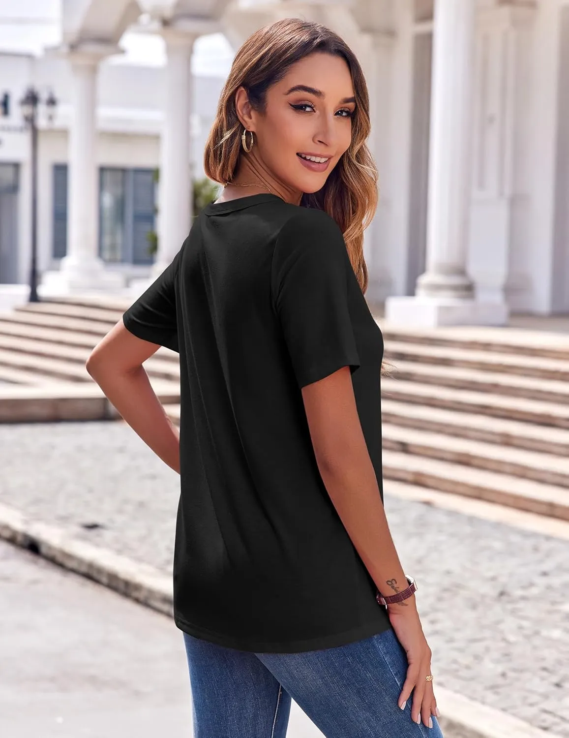 Zeagoo Womens Summer Tops Casual Short Sleeve V Neck Shirts Business Dressy Work Blouses